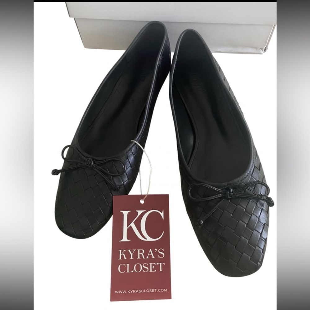 NIB SCHUTZ Black Woven Ballet Flats  sz 10B